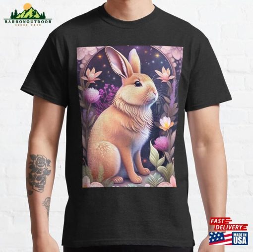 Romance Bunny With Flowers Classic T-Shirt Unisex