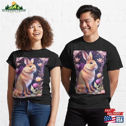 Romance Bunny With Flowers Classic T-Shirt Unisex