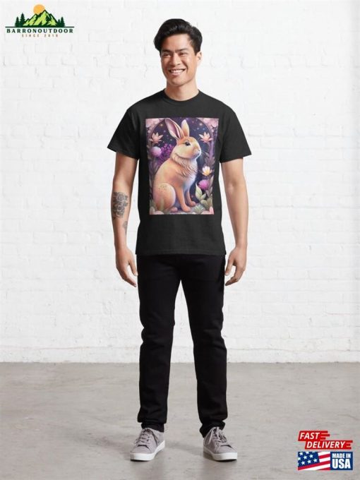 Romance Bunny With Flowers Classic T-Shirt Unisex