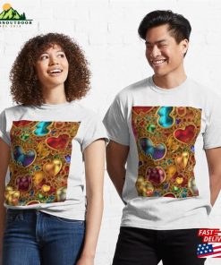 Shiny Candy Colorful Hearts Amazing Patterns Classic T Shirt Unisex 3