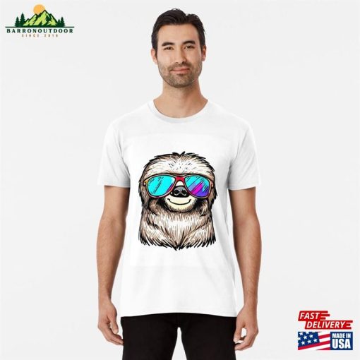 Sloth With Colorful Sunglasses Premium T-Shirt Classic