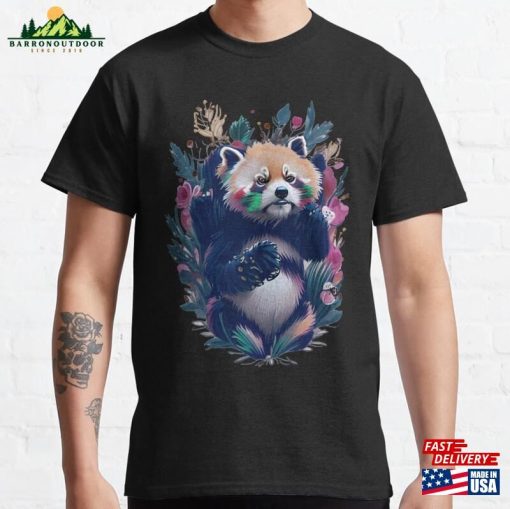 Small Little Cute Red Panda In Flowers Classic T-Shirt Unisex Hoodie