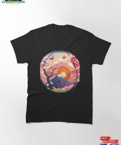 Sun Birds Cherry Blossoms A Tranquil Japanese Scenery Classic T-Shirt Unisex Hoodie
