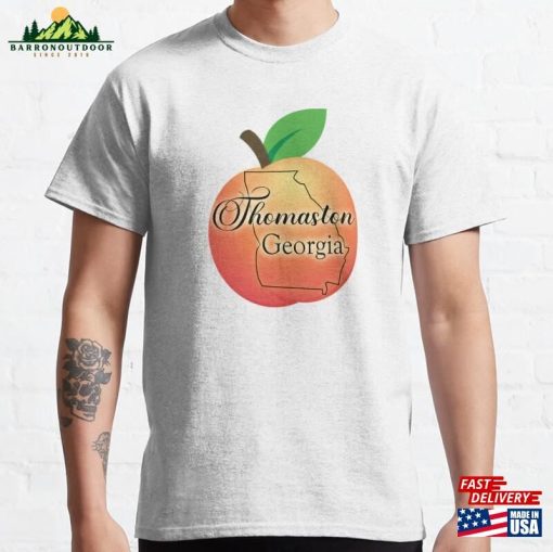 Thomaston Georgia Outline On Peach Classic T-Shirt Unisex