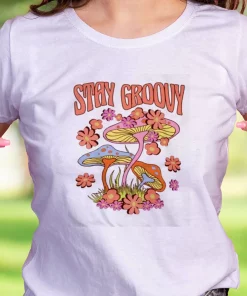 Trippy Mushroom Stay Groovy Funny Christmas T Shirt