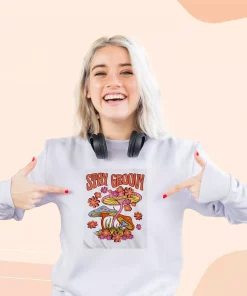 Trippy Mushroom Stay Groovy Ugly Christmas Sweater