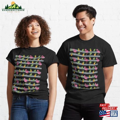 Tropical Flamingo Paradise A Playful Fusion Of Flamingos And Pineapples Classic T-Shirt Hoodie