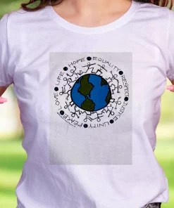 Vintage Justice Equality Unity Peace Earth Casual Earth Day T Shirt