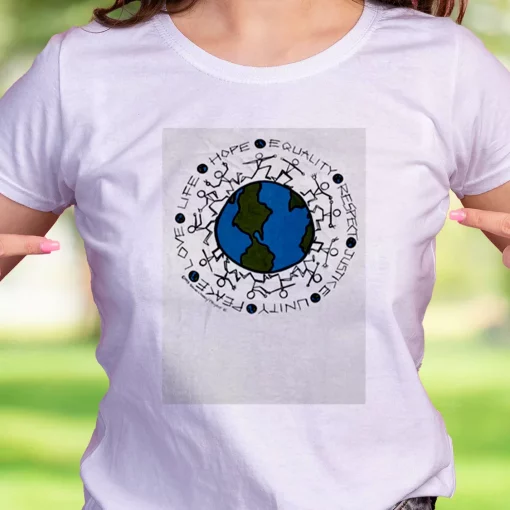 Vintage Justice Equality Unity Peace Earth Casual Earth Day T Shirt