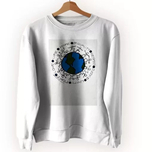 Vintage Justice Equality Unity Peace Earth Sweatshirt Earth Day Costume