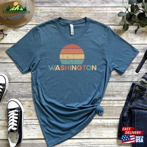 Washington Retro Sunset Shirt Vintage Unisex T-Shirt Hoodie