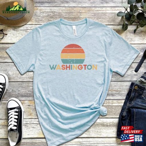 Washington Retro Sunset Shirt Vintage Unisex T-Shirt Hoodie