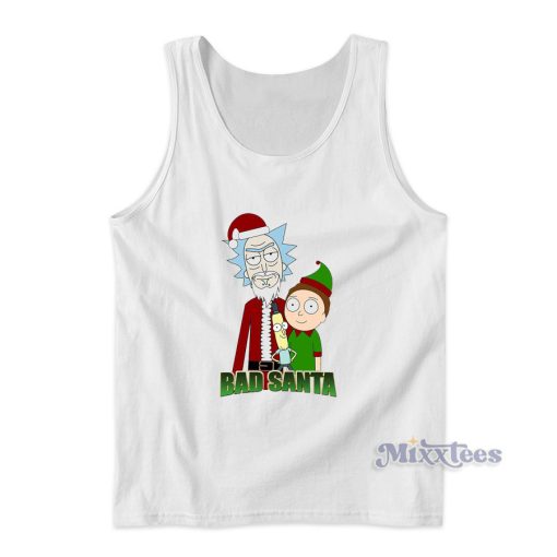 Bad Santa Rick And Morty Christmas Tank Top