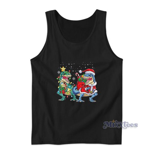 Christmas Dinosaur Pajamas Boy And Girls Tank Top