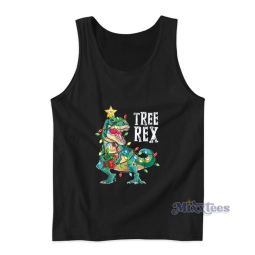 Christmas Dinosaur Tree Rex Pajamas Tank Top