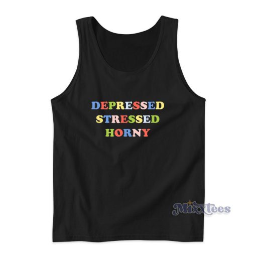 Depressed Stressed Horny Funny Retro Aesthetic Tank Top