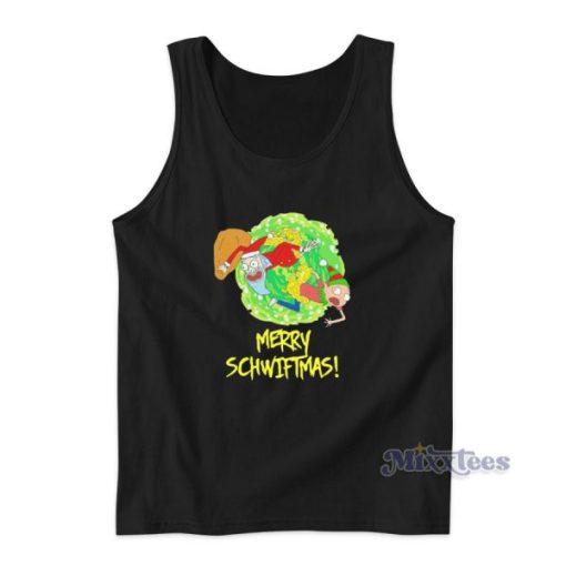 Funny Rick and Morty Santa Merry Schwiftmas Christmas Tank Top