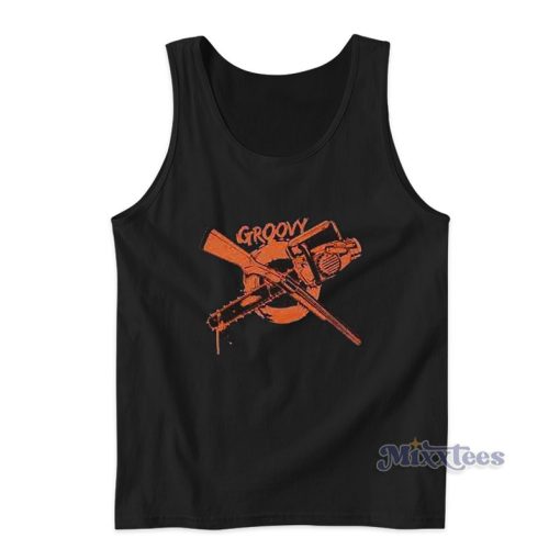 Groovy Chainsaw And Shotgun Tank Top For Unisex