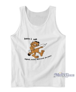 Here I Am Signed Sealed Delivered Garfield Tank Top Here I Am Signed Sealed Delivered Garfield Tank Top