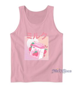 Japanese Kawaii Strawberry Milk Shake Tank Top for Unisex