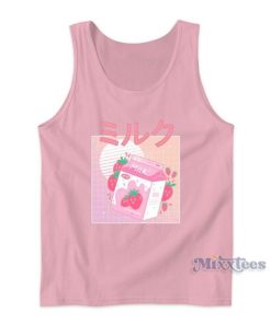 Japanese Kawaii Strawberry Milk Shake Tank Top for Unisex