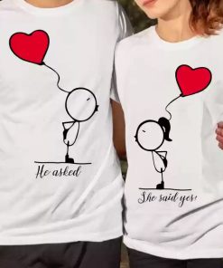He asked She Said Yes Couple T Shirt He asked She Said Yes Couple T Shirt