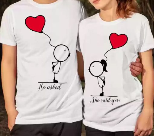 He asked She Said Yes Couple T Shirt