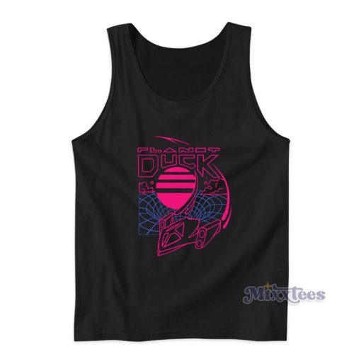 Neon Time Travel Quackity Planet Duck Tank Top