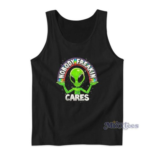 Nobody Freakin Cares Alien Rainbow Tank Top