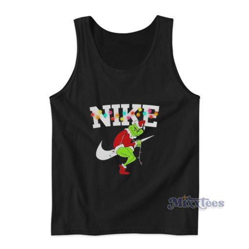 Santa Grinch Nike Light Merry Christmas Tank Top