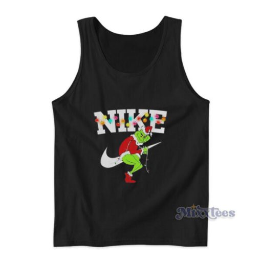 Santa Grinch Nike Light Merry Christmas Tank Top