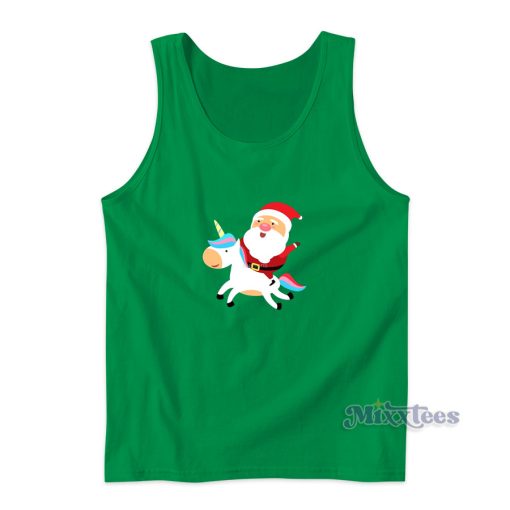 Santa Riding On Unicorn Christmas Tank Top