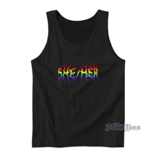 She Her Rainbow Metal Tank Top