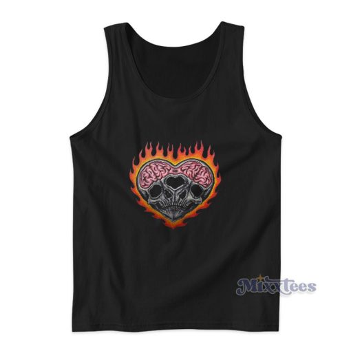 Skull Skeleton Love Fire Tank Top For Unisex