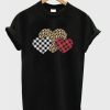 Three Hearts Leopard Buffalo Plaids Valentine’s Day T-shirt