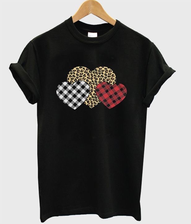 Three Hearts Leopard Buffalo Plaids Valentine's Day T-shirt Three Hearts Leopard Buffalo Plaids Valentine's Day T-shirt