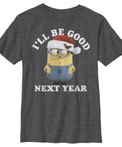 Boy’s Despicable Me Christmas Minions Be Good Next Year T-Shirt