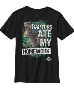 Boy’s Jurassic World Raptors Ate My Homework T-Shirt