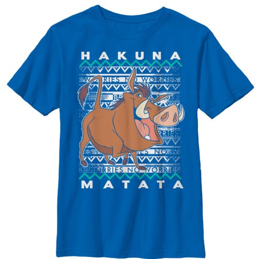 Boy’s Lion King Pumbaa Diagonal Stripe T-Shirt