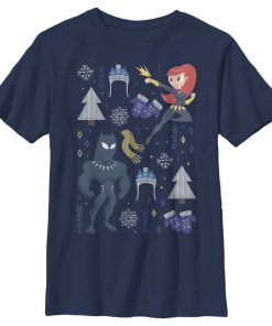 Boy’s Marvel Christmas Black Widow & Panther T-Shirt