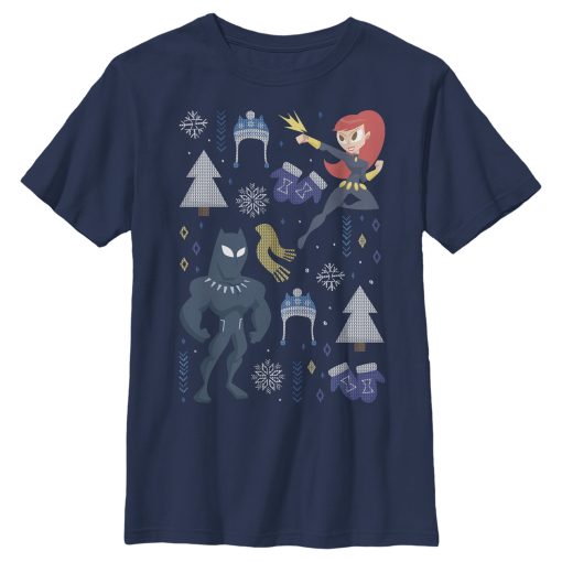 Boy’s Marvel Christmas Black Widow & Panther T-Shirt