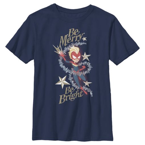 Boy’s Marvel Christmas Captain Marvel Merry & Bright T-Shirt