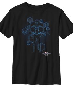 Boy’s Marvel Spider-Man No Way Home Black Suit Blueprint T-Shirt