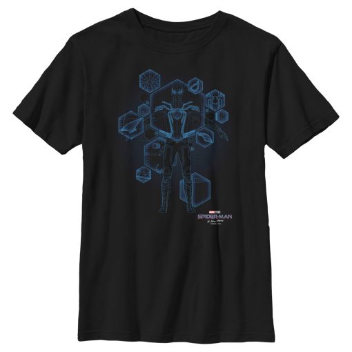 Boy’s Marvel Spider-Man No Way Home Black Suit Blueprint T-Shirt