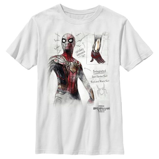 Boy’s Marvel Spider-Man No Way Home Integrated Suit Sketch T-Shirt