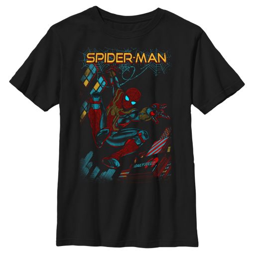 Boy’s Marvel Spider-Man No Way Home Slinging Cover T-Shirt