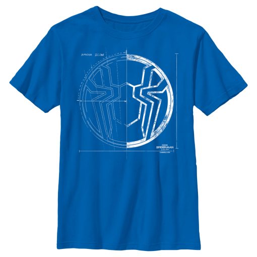 Boy’s Marvel Spider-Man No Way Home Spider Icon Blueprint T-Shirt