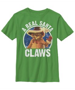 Boy’s Shrek Christmas Santa Claws Puss in Boots T-Shirt