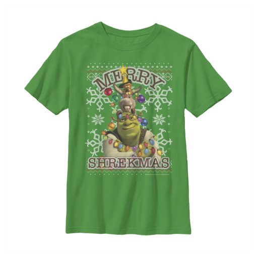 Boy’s Shrek Merry Shrekmas Snowflakes T-Shirt