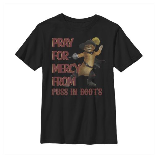 Boy’s Shrek Puss In Boots Pray for Mercy T-Shirt